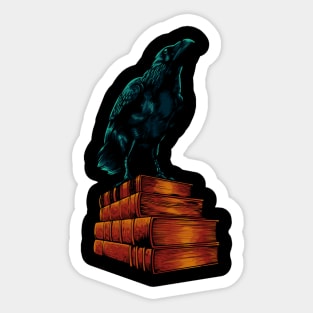 Raven on books - Dark Academia Sticker